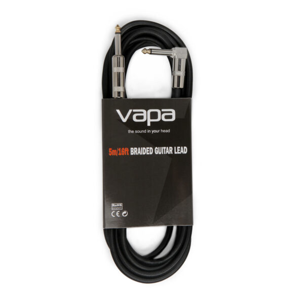 Vapa Braided Black Angled/Straight Instrument Cable