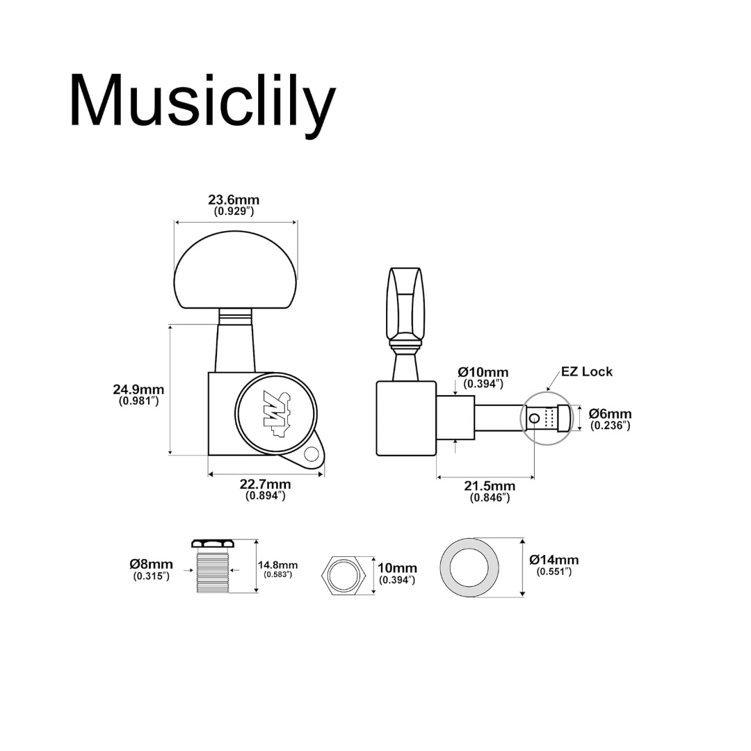 Wilkinson WJN03 3+3 EZ-Lok Guitar Tuners Machine Heads 2
