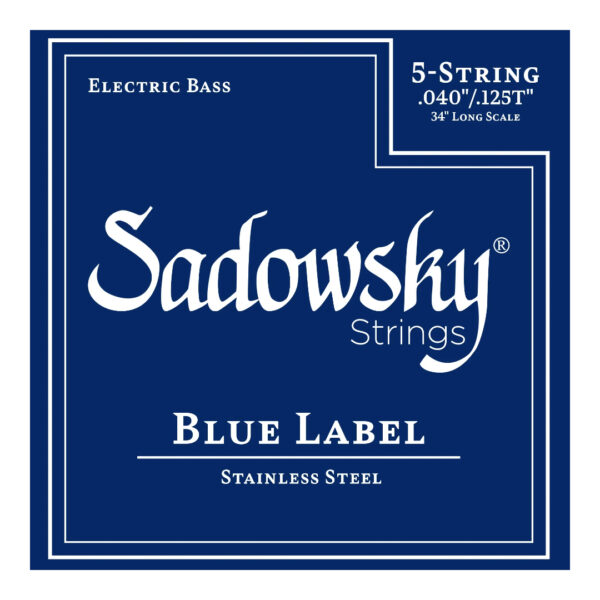 Sadowsky Blue Label Bass Strings Stainless Steel Taperwound Long Scale 34″ 5-String Set (40-125T)
