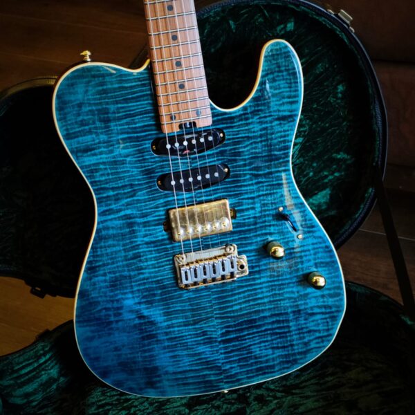 Soloking MT-1 Deluxe FM24 Deep Sea Blue Electric Guitar with Gold Hardware & Jescar Stainless Steel Frets